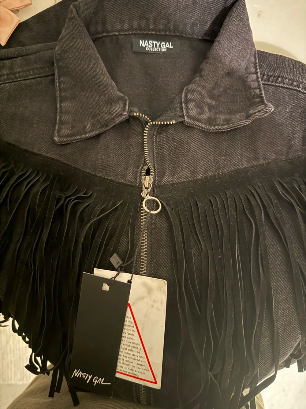On Our West Behavior Nasty Gal Black Fringe Detail Wide-Leg denim Jumpsuit - Picture 2 of 5